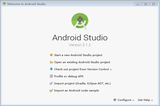 选择start a new android studio project