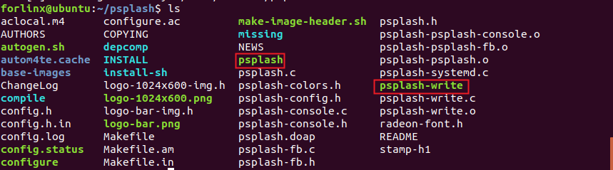 源码目录下生成 psplash 和 psplash-write 文件 
