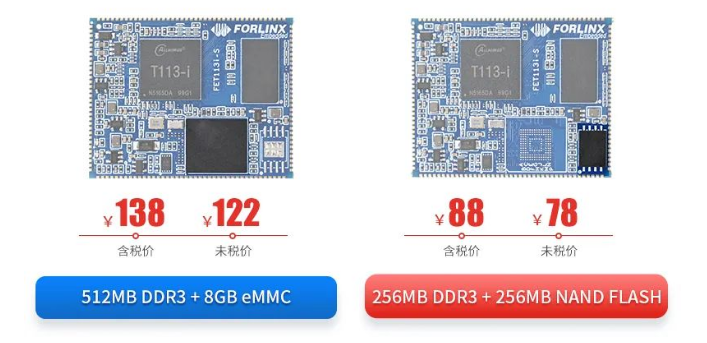 T113核心板不同配置及价格