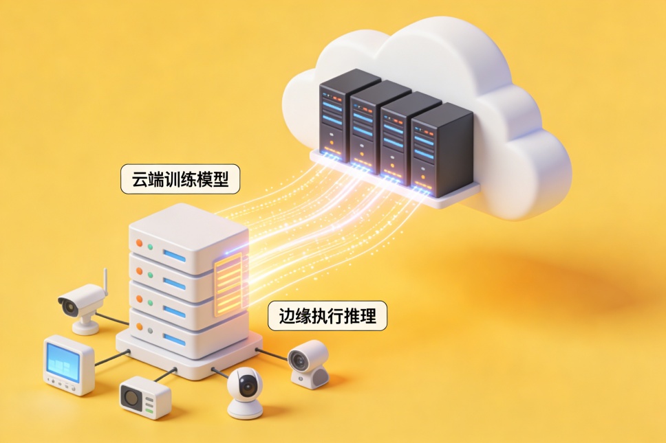 边缘AI工作原理：云端训练模型，边缘执行推理